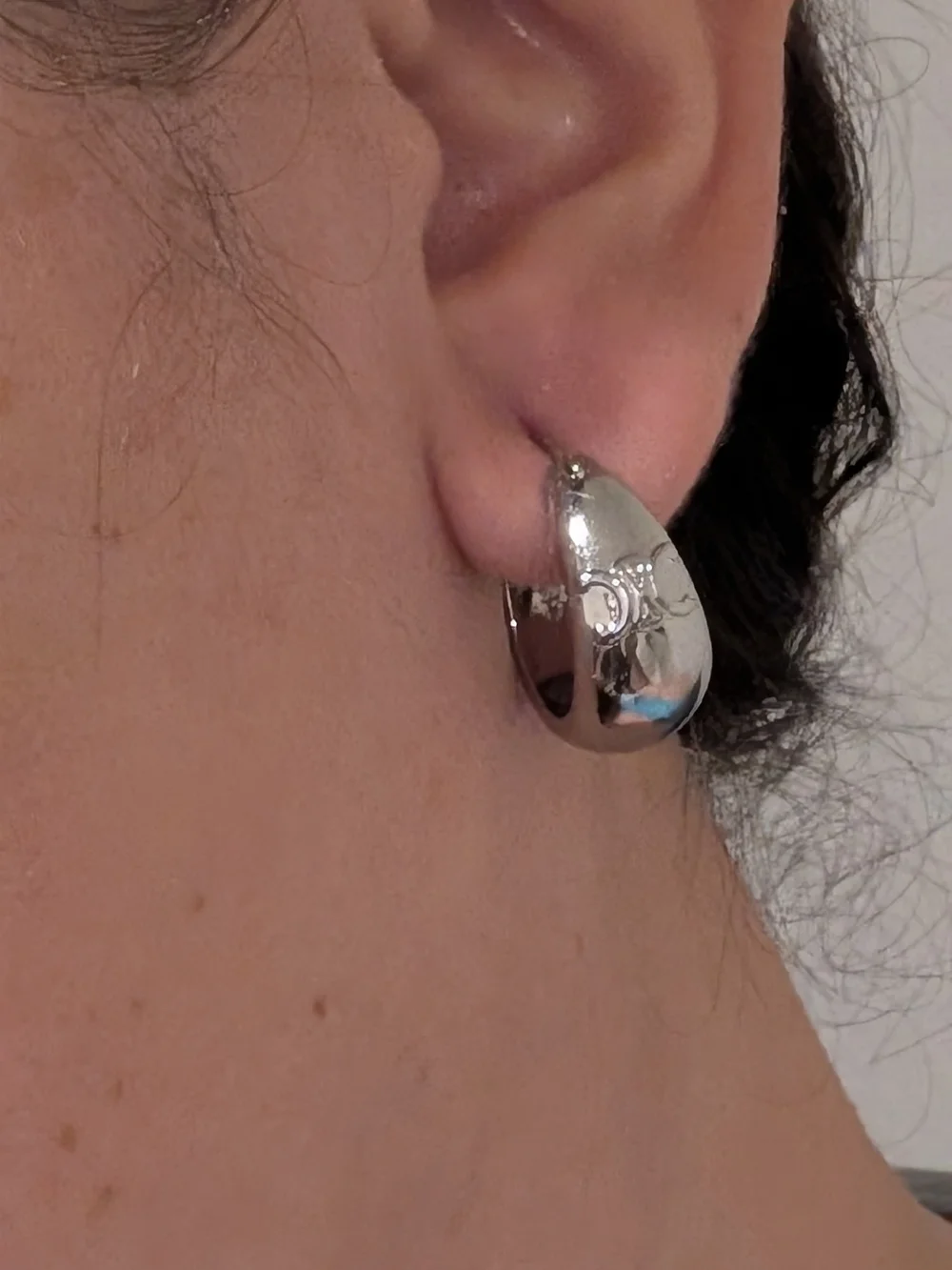 Style CELINE Paris Silver-Tone  Hoop Earrings Nwot